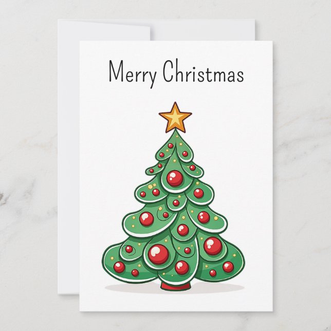 Funny Comic Cool Minimalist Modern Christmas Tree Holiday Card (Front)