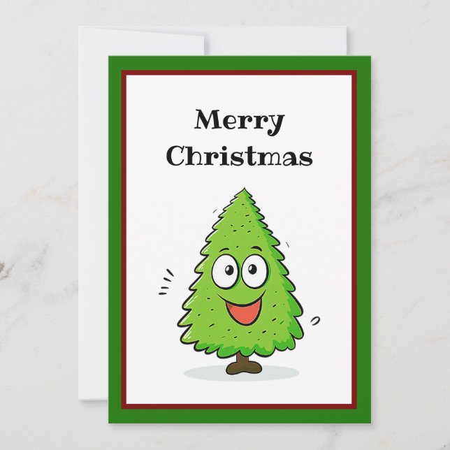 Funny Comic Cool Minimalist Modern Christmas Tree Holiday Card (Front)