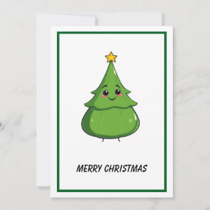 Funny Comic Minimalist Modern Christmas Tree Holiday Card