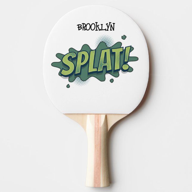 Funny comic pop art splat typography  ping pong paddle (Front)