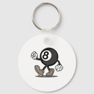 Funny Comic Snooker Billiard Player 8-ll Keychain