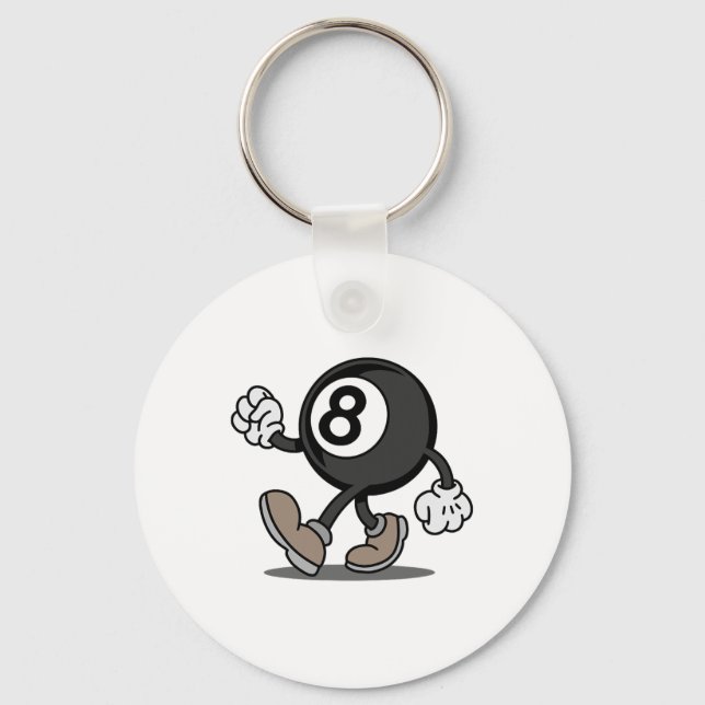 Funny Comic Snooker Billiard Player 8-ll  Keychain (Front)