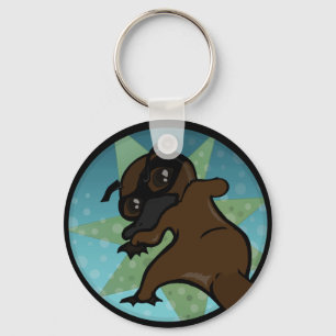 FUNNY COMIC STYLE PLATYPUS ROUND BASIC KEY CHAIN