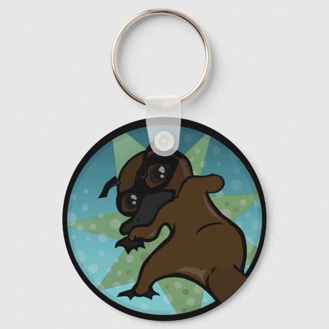 FUNNY COMIC STYLE PLATYPUS ROUND BASIC KEY CHAIN (Front)