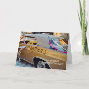 FUNNY COMMON CORE MATH 1968 WEDDING CAR RETRO CARD