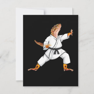 Funny Common Leopard Qecko Doing Karate Samurai Thank You Card