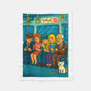 Funny Commuter Train Digital Detox Tech Satire Gif Fleece Blanket