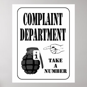 Funny Complaint Department, Take a Number Poster