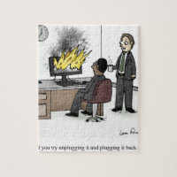 Funny Computer and Technology Office Cartoon