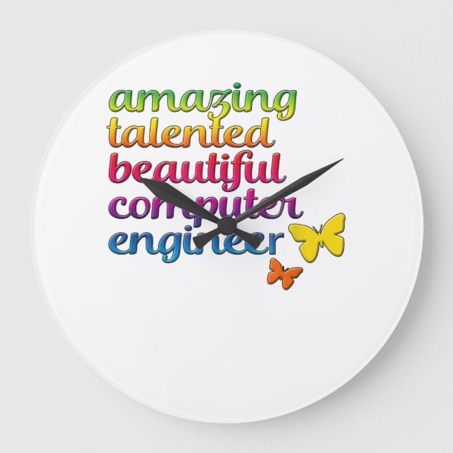 Funny Computer Engineer | Cute Girl Engineering Large Clock (Front)