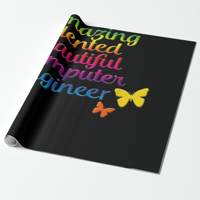 Funny Computer Engineer | Cute Girl Engineering Wrapping Paper (Unrolled)