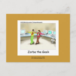 Funny Computer Geek Cartoon Hand-Designed Apron Postcard