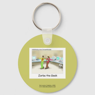 Funny Computer Geek Cartoon On Key Chain