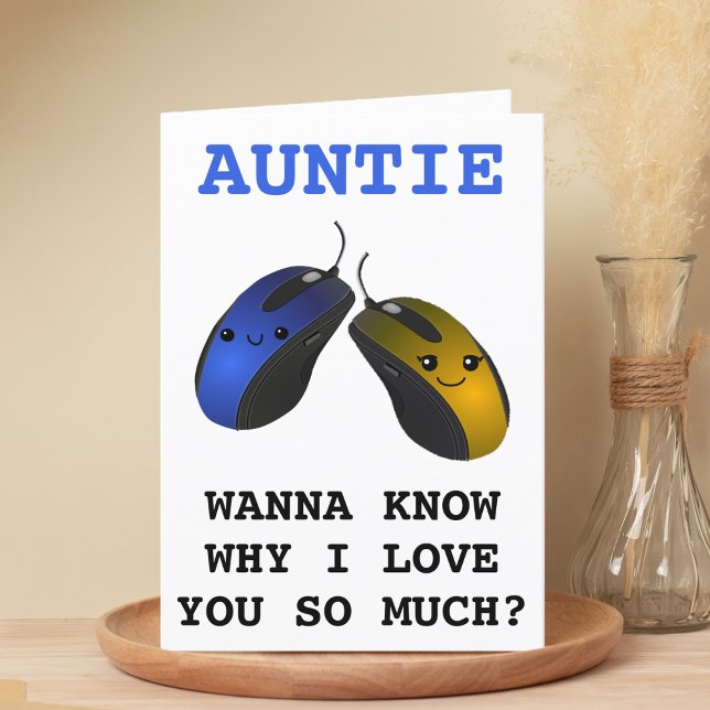 Funny Computer Mouse Click Aunt Happy Birthday Thank You Card (Funny Computer Mouse Click Aunt Happy Birthday Thank You Card)
