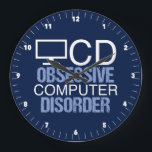 Funny Computer Science Geek Large Clock<br><div class="desc">A cool computer lab clock for a tech geek. They already have all the techie stuff they need,  so get them this awesome nerdy gift. A funny OCD acronym for a programmer into computer science.</div>