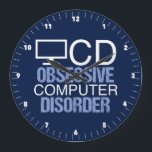 Funny Computer Science Geek Large Clock<br><div class="desc">A cool computer lab clock for a tech geek. They already have all the techie stuff they need,  so get them this awesome nerdy gift. A funny OCD acronym for a programmer into computer science.</div>