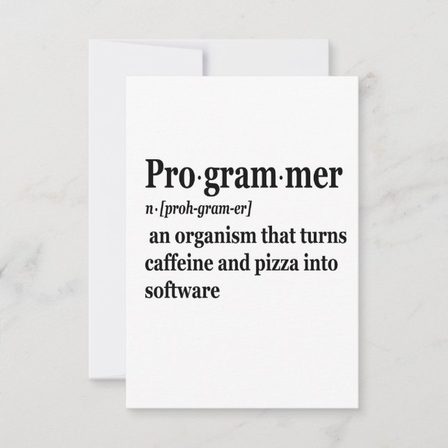 Funny Computer Science Programmer Definition Thank You Card (Front)