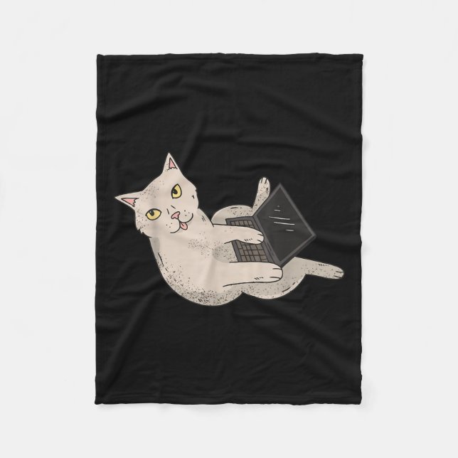 Funny Computer Whisperer Cat It Professional Engin Fleece Blanket (Front)