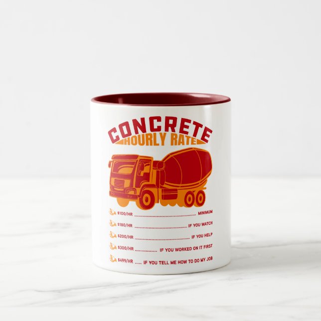 Funny Concrete Hourly Rate  Two-Tone Coffee Mug (Center)