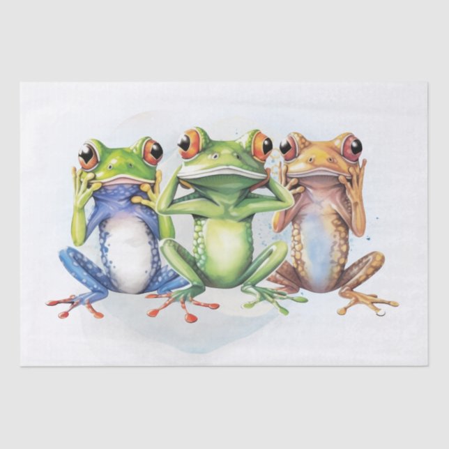 Funny Confused Frogs Tissue Paper (Front)