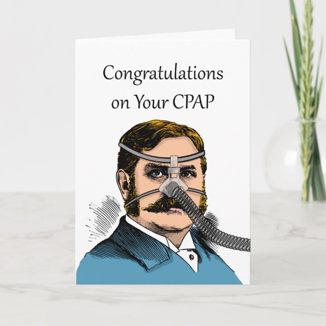 Funny Congratulations on CPAP, Mustache Man Card (Front)