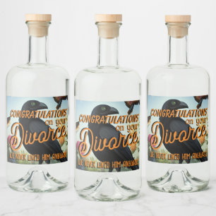 Funny Congratulations on Divorce Crow Artistic Liquor Bottle Label