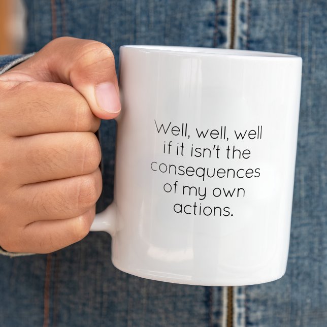 Funny Consequences Co-Worker Trendy Typography Two-Tone Coffee Mug (Creator Uploaded)