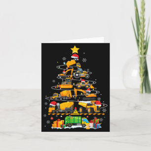 Funny Construction Excavator Truck Christmas Tree Card