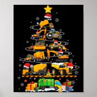 Funny Construction Excavator Truck Christmas Tree
