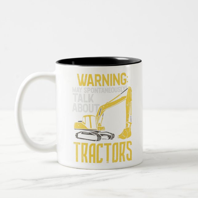Funny Construction Excavator Two-Tone Coffee Mug (Left)