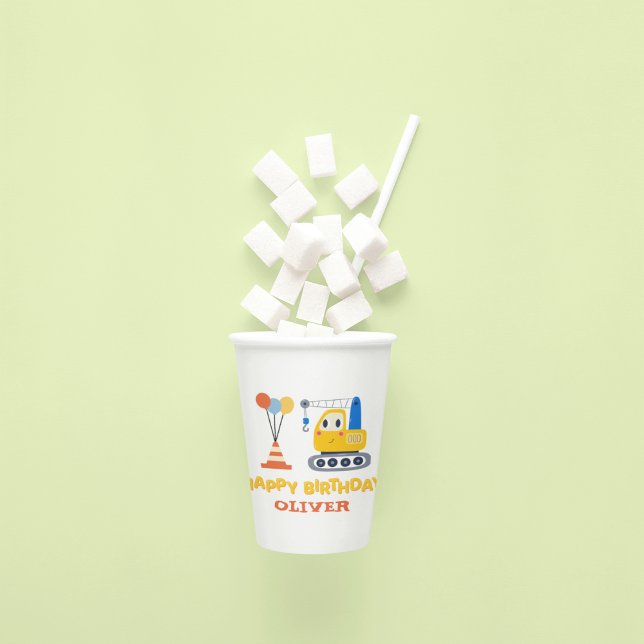 Funny Construction Themed Birthday Party Paper Cups (Creator Uploaded)