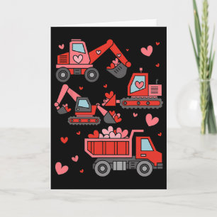 Funny Construction Truck Valentine Kid Boy Toddler Card