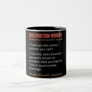 Funny Construction Worker Definition Two-Tone Coffee Mug