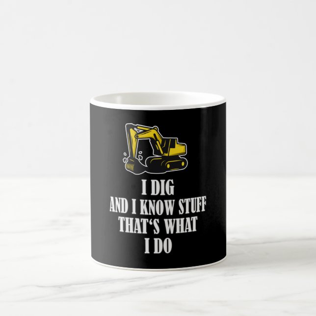 Funny Construction Worker Excavator Coffee Mug (Center)