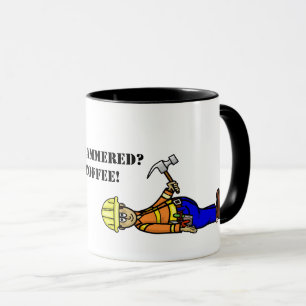 Funny Construction Worker with Hammer Mug