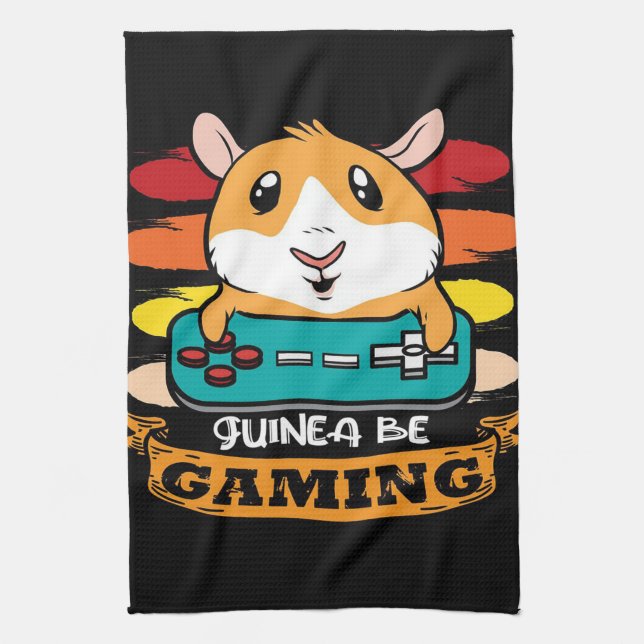 Funny Controller Guinea Pig Gift Lovers Kitchen Towel (Vertical)