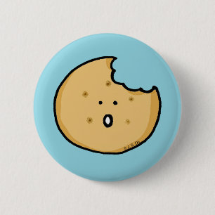 Funny Cookie Cartoon with Bite 2 Inch Round Button