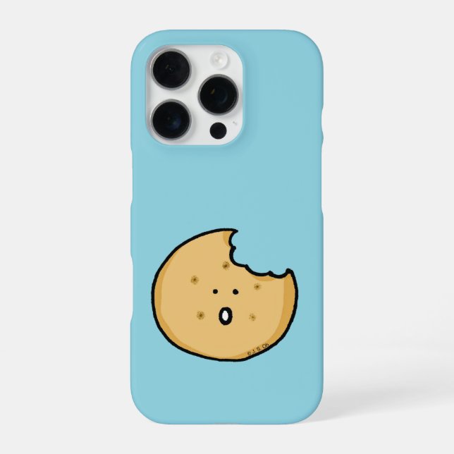 Funny Cookie Cartoon with Bite iPhone Case (Back)