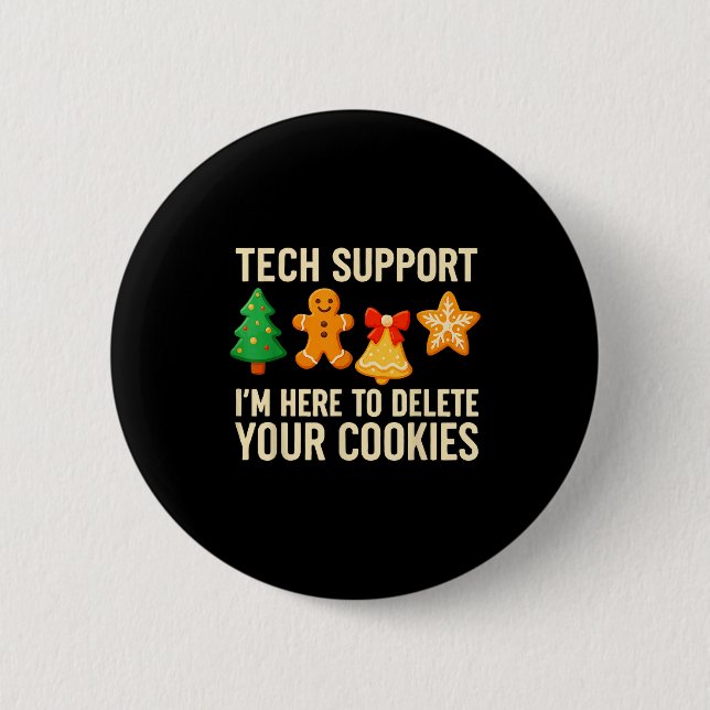 Funny Cookies Christmas Gingerbread Tech Suprt Men 2 Inch Round Button (Front)