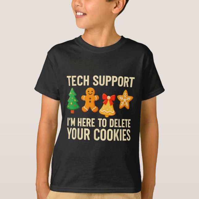 Funny Cookies Christmas Gingerbread Tech Suprt Men T-Shirt (Front)