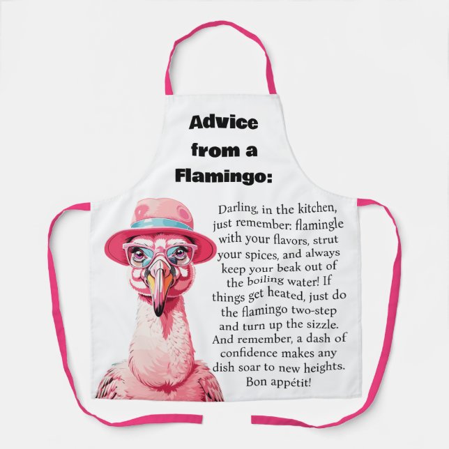 Funny Cooking Advice From A Flamingo Apron (Front)
