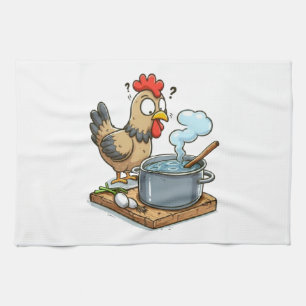 Funny Cooking Chicken Apron – Hen Making Soup Kitchen Towel