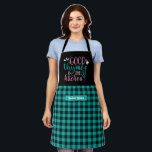 Funny Cooking Good Thymes Black Turquoise Plaid Apron<br><div class="desc">Funny and cool apron to make cooking more fun. Personalized gift for family and friends who love cooking,  baking and trying new recipe in the kitchen. Customize the wording to fit your occasion. You can use the Design Tool to further change the font type,  font colour and font size.</div>