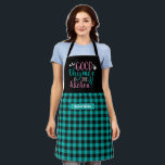Funny Cooking Good Thymes Black Turquoise Plaid Apron<br><div class="desc">Funny and cool apron to make cooking more fun. Personalized gift for family and friends who love cooking, baking and trying new recipe in the kitchen. Customize the wording to fit your occasion. You can use the Design Tool to further change the font type, font colour and font size.</div>