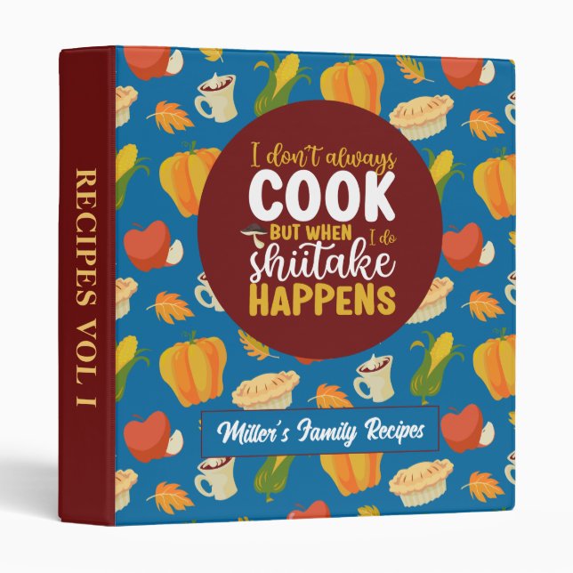 Funny Cooking Meme Thanksgiving Food Pattern Binder (Front/Spine)