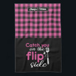 Funny Cooking Pun Catch You on The Flip Side Plaid Kitchen Towel<br><div class="desc">Funny and cool kitchen towel to make cooking more fun. Personalized gift for family and friends who love cooking, baking and trying new recipe in the kitchen. Customize the wording to fit your occasion. You can use the Design Tool to further change the font type, font colour and font size....</div>