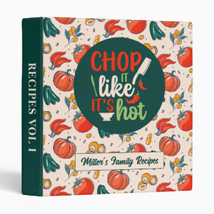 Funny Cooking Pun Chop It Vegetable Pattern Binder