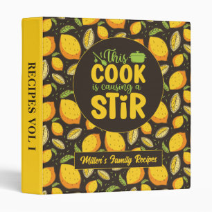 Funny Cooking Pun Citrus Fruit Lemon Pattern Binder
