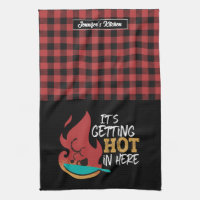 Funny Cooking Pun It's Getting Hot Red Black Plaid