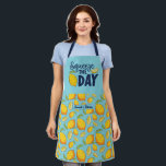 Funny Cooking Pun Squeeze The Day Lemon Pattern Apron<br><div class="desc">Funny and cool apron to make cooking more fun. Personalized gift for family and friends who love cooking,  baking and trying new recipe in the kitchen. Customize the wording to fit your occasion. You can use the Design Tool to further change the font type,  font colour and font size.</div>